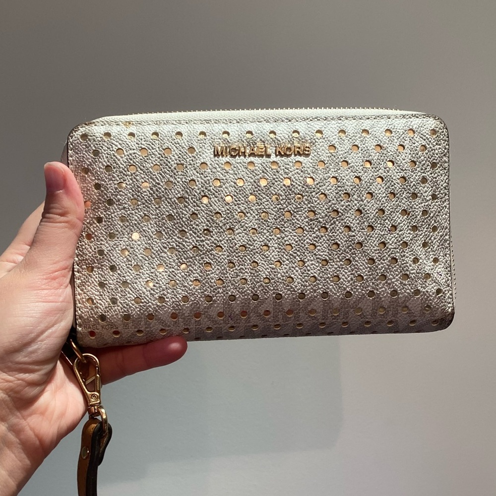 Michael Kors Wallet White with Gold Dots
